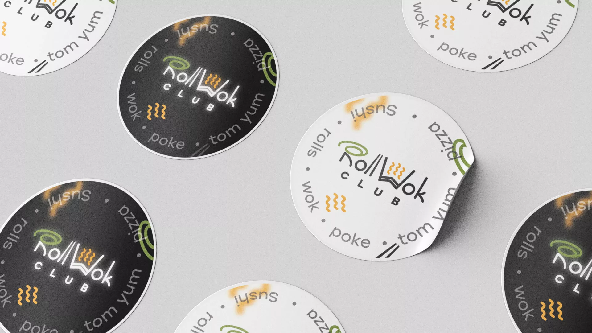 Разработка наклеек для суши-бара «Roll Wok Club» в Нефтекумске